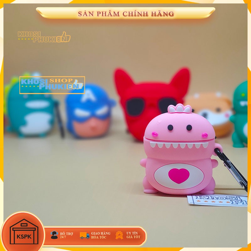 Vỏ bảo vệ bao đựng tai nghe airpod- Phân loại màu Hồng  [bao gồm nhiều hình]  - Tặng móc treo