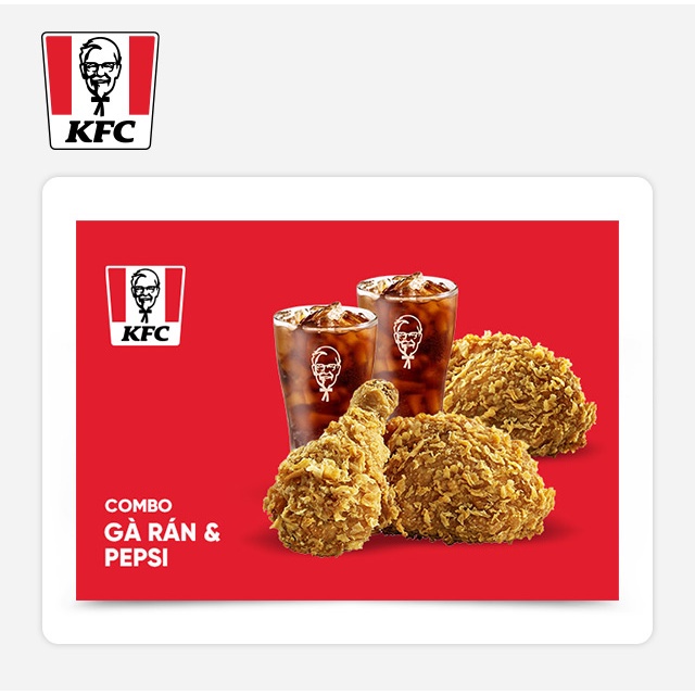 Toàn quốc [Evoucher] KFC Combo Gà Rán và Pepsi