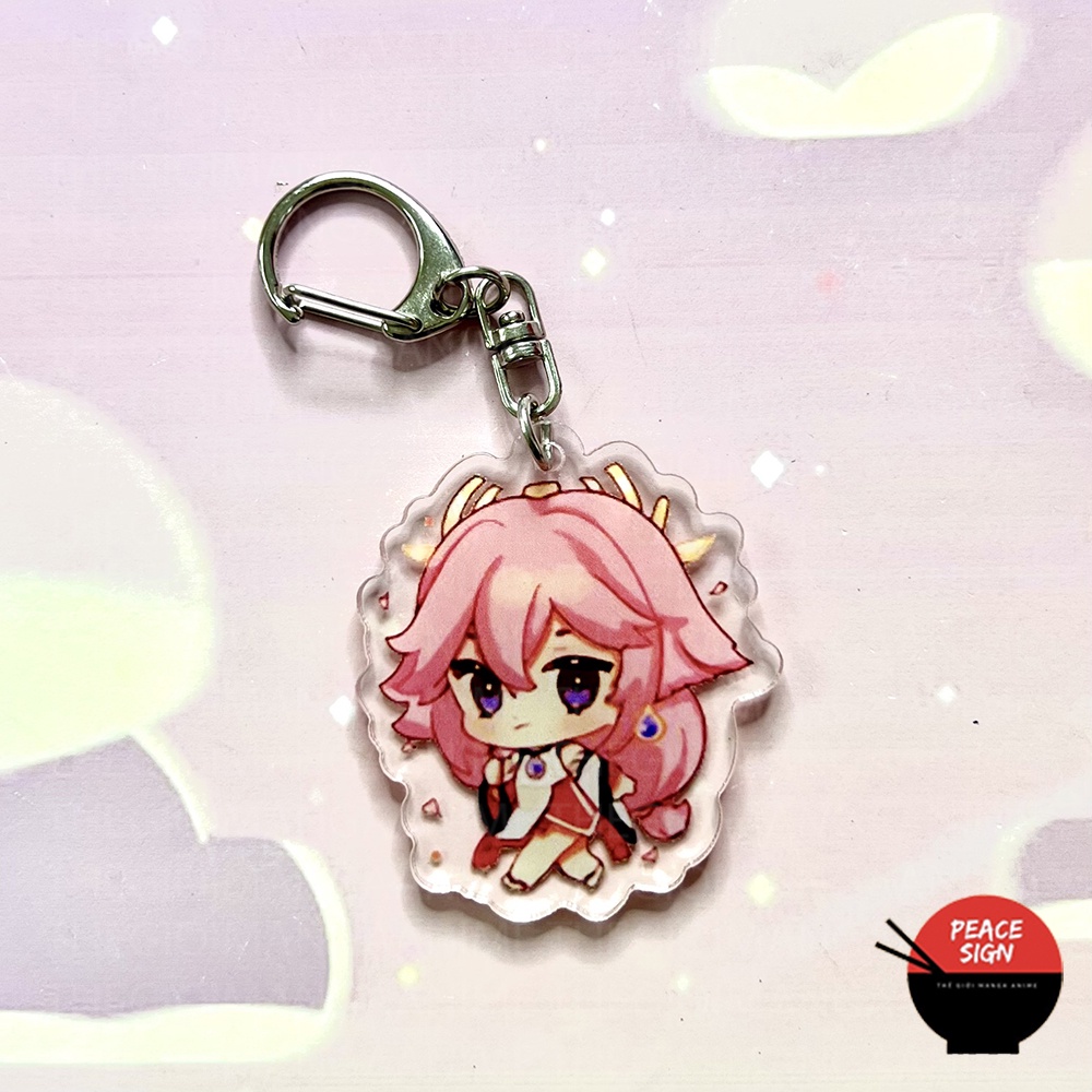 ( Mica trong acrylic ) Móc khóa in hình GENSHIN IMPACT ver MẮT BIẾC anime chibi game