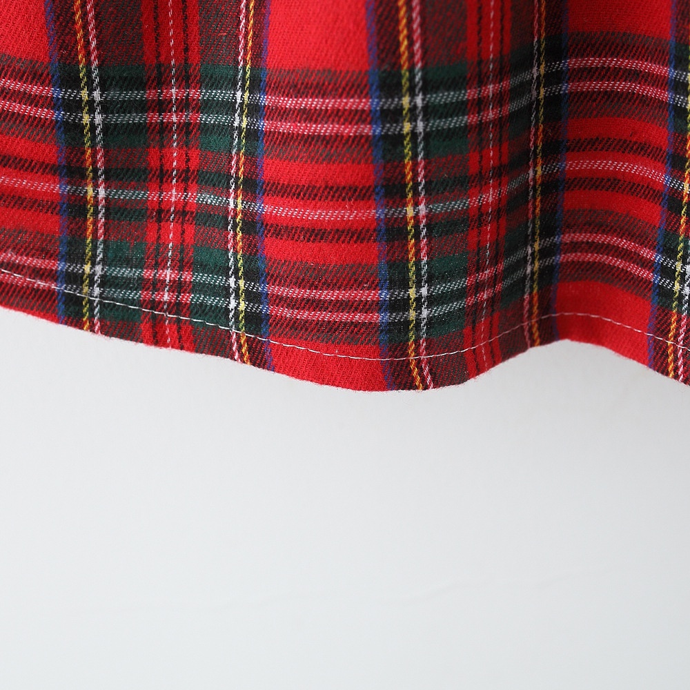 Set Đầm Bé Gái Caro Đỏ Dài Tay Phom Baby Doll Phối Túi Thỏ