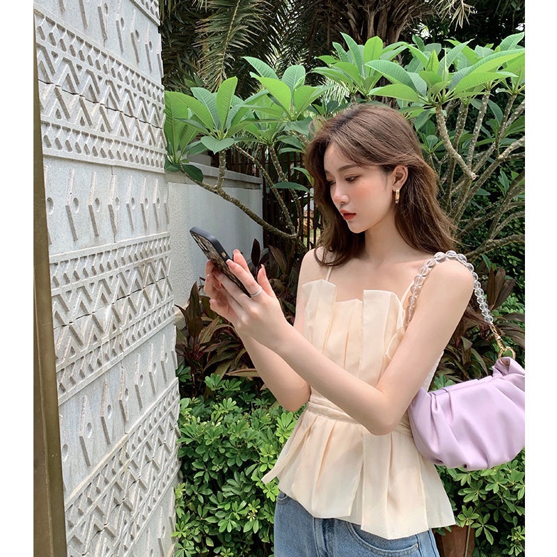 Áo hai dây dáng ôm thời trang mùa hè phong cách Hàn Quốc cho nữ