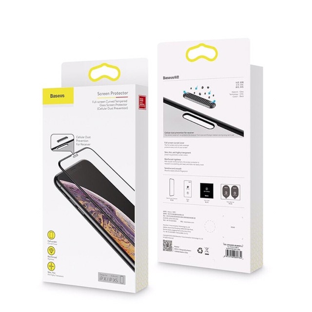 Baseus LV470-Kính cường lức 3D có màng trống bụi, bảo vệ loa siêu bền từ iPhone6-iPhone 11ProMax