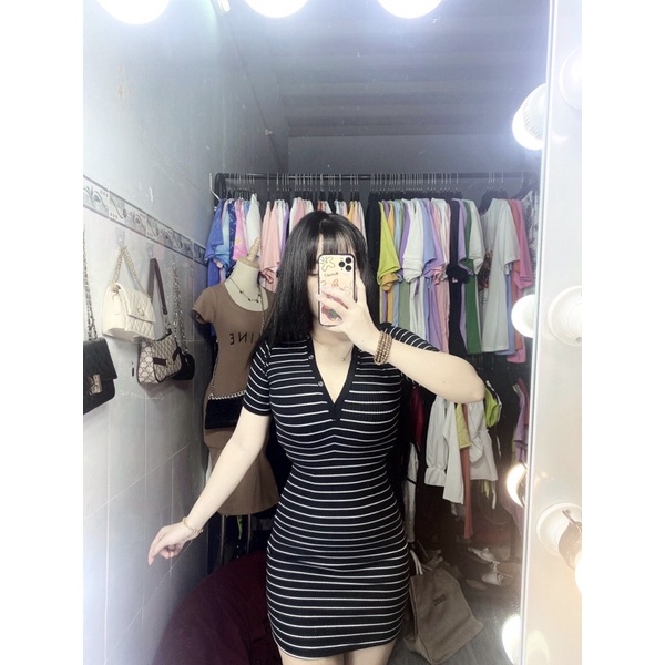 BODY SỌC NGAVÁY N TAY NGẮN TRẺ TRUNG♥️ VÁY POLO SỌC NGAN 💜u