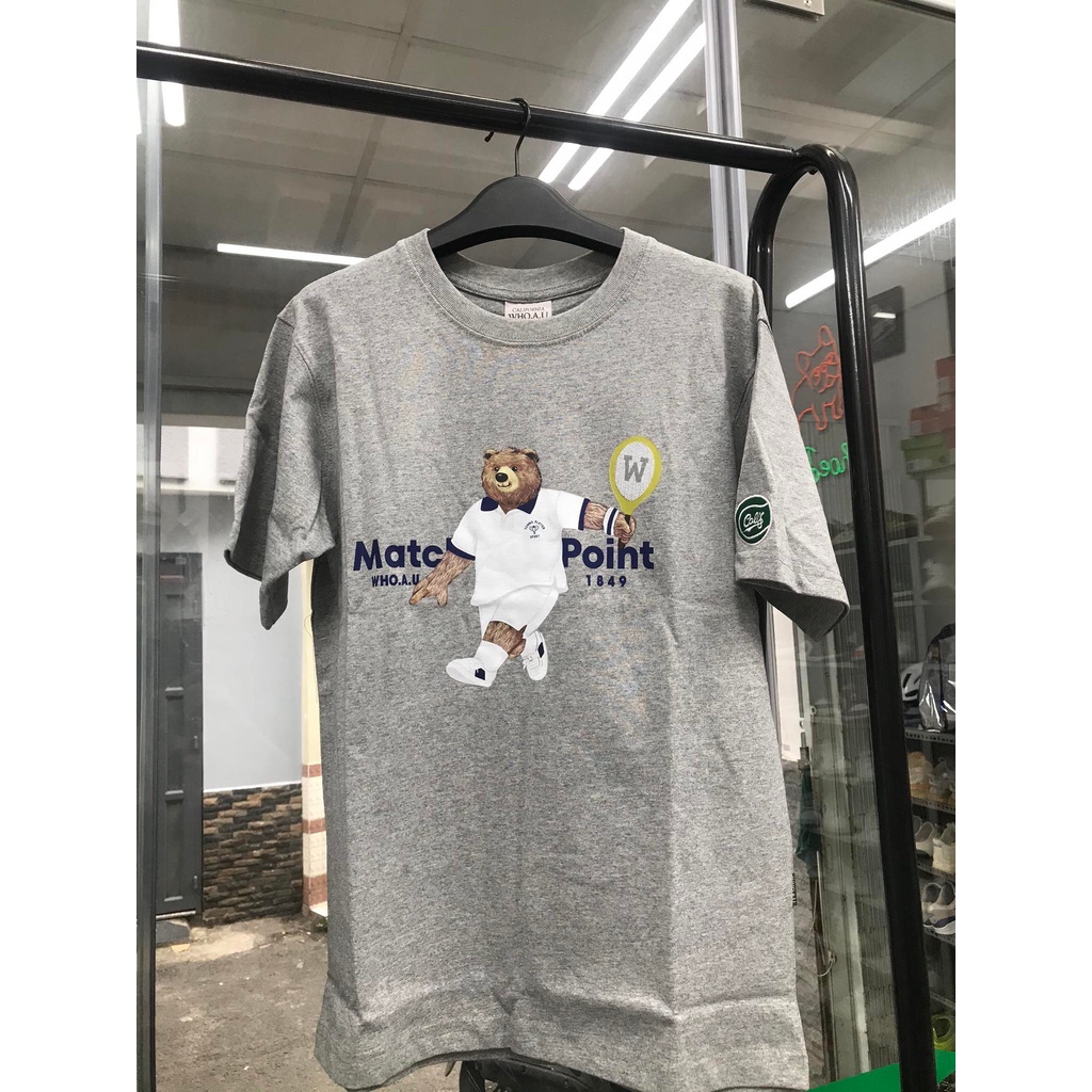 [Bao check chính hãng] Áo thun tay ngắn WHO.A.U tay ngắn hình gấu tennis 5 màu thời trang
