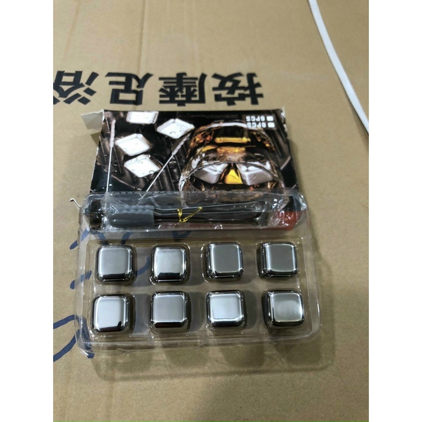 Đá Lạnh Inox không Tan Cooling Cubes Hàng Cao Cấp 8 Viên