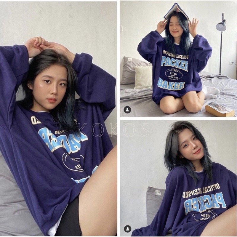 Áo Sweater PACKER Unisex Nam nữ from rộng chất nỉ dày dặn, Áo nỉ dáng rộng Unisex ( kèm ảnh thật )