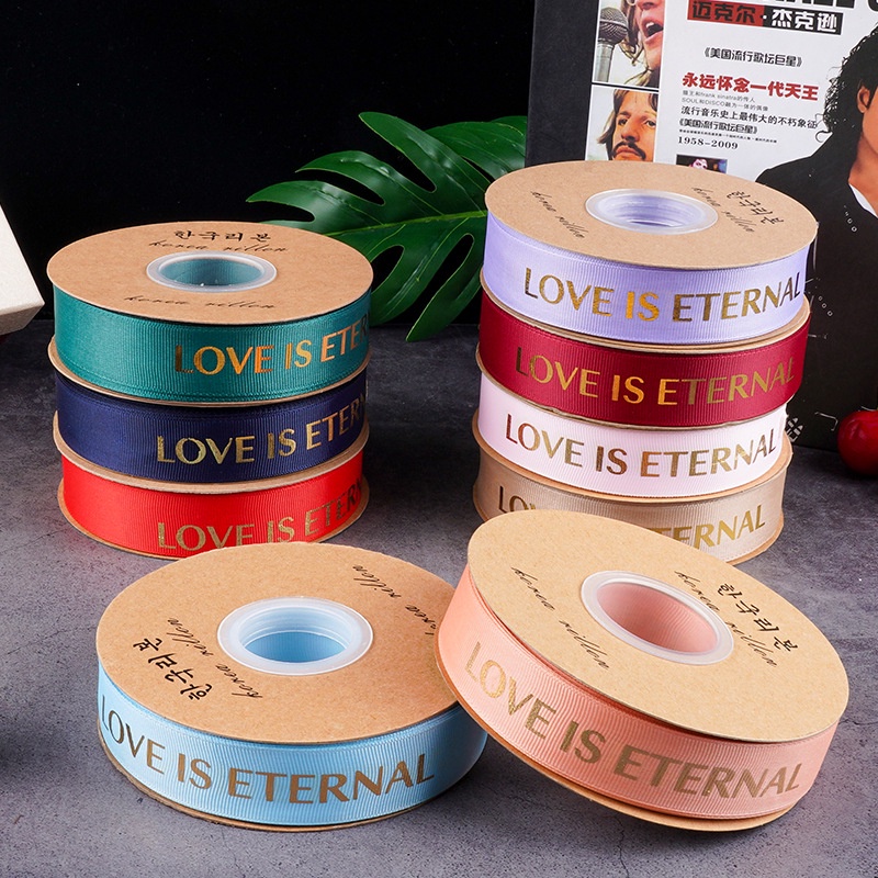 Cuộn dây ruy băng đính hoa lụa satin dùng gói quà sinh nhật