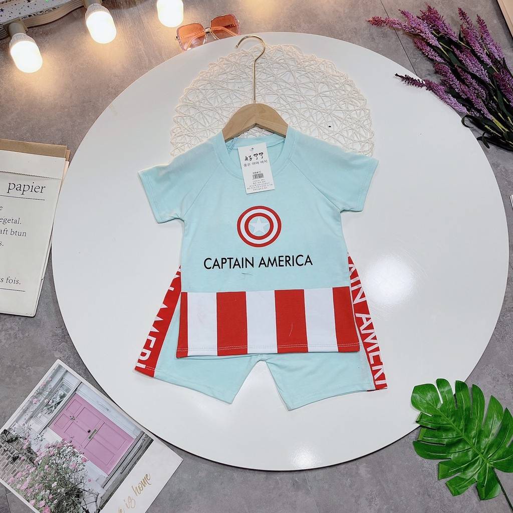 Set bộ đồ CAPTAIN AMERICA bé trai siêu đáng yêu 8-18kg