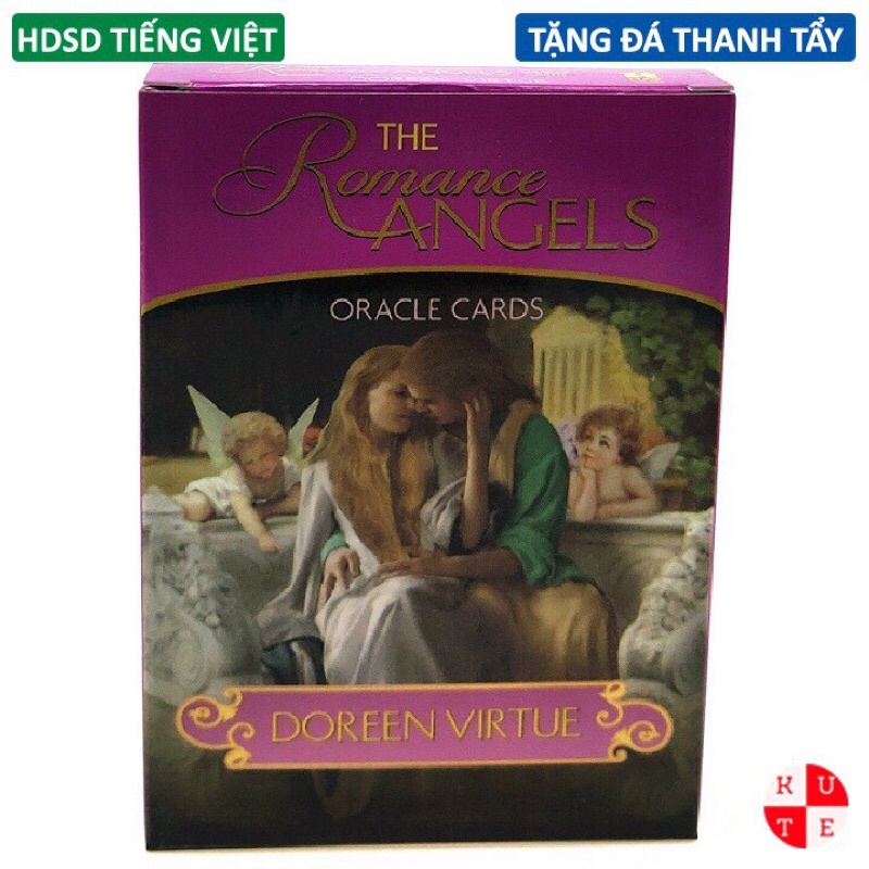 [Size Gốc] Bài Oracle Romance Angels Size Gốc 8.9x12.7 Cm 44 Lá Bài Cán Bóng Tặng Đá Thanh Tẩy Và Hướng Dẫn Tiếng Việt