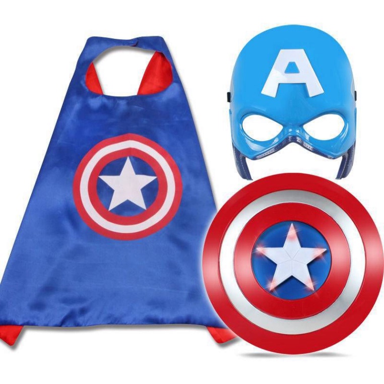 Bộ áo choàng và khiên kiếm hóa trang Captain America Đội Trưởng Mỹ Cho Bé Nhân Ngày Sinh Nhật,Trung Thu,Halloween