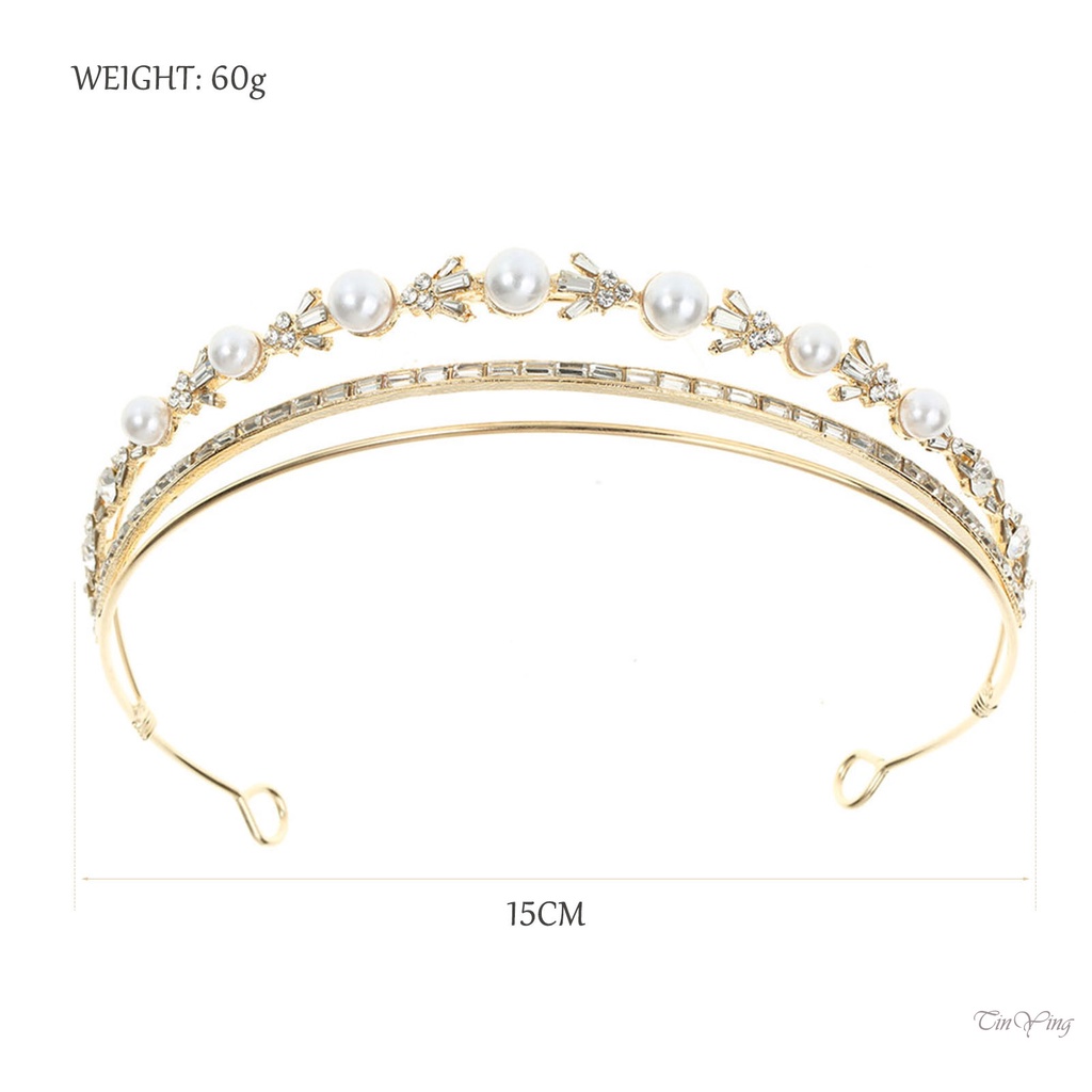 GETNOIVAS 1 Vương Miện Đội Đầu Cô Dâu Đính Đá Zircon Ngọc Trai Sáng Bóng