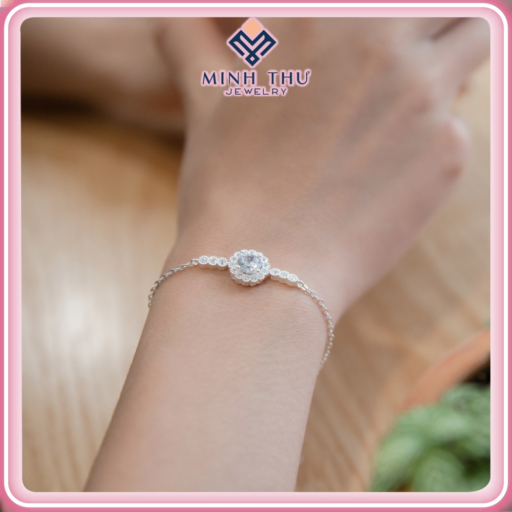 Lắc Tay Nữ Bạc 925 Mặt Tròn Đính Đá Lớn Sang Trọng Quý Phái MINH THƯ JEWELRY MTL7021