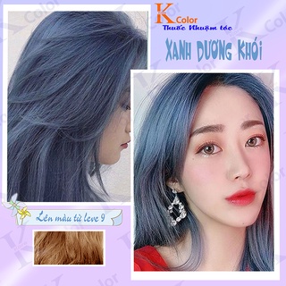 Thuốc nhuộm tóc XANH DƯƠNG ÁNH KHÓI SÁNG- LIGHT BLUE SEA sử dụng tại nhà nhiều thảo dược giá rẻ kcolor