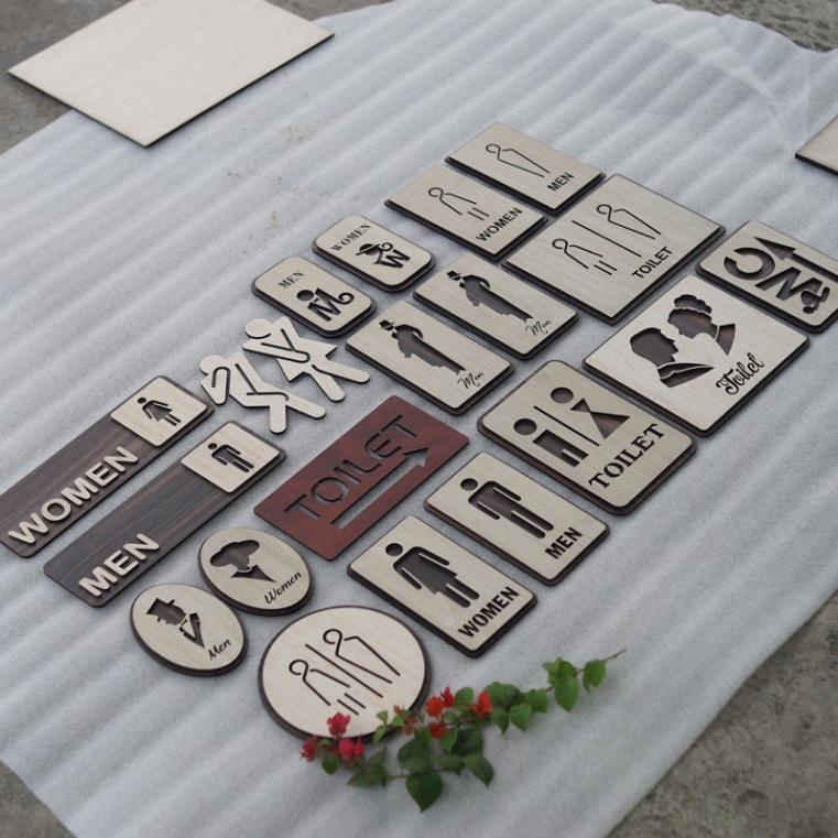Bảng Gỗ Vintage Decor Toilet WC Nam Nữ Resroom Chỉ hướng nhà vệ sinh