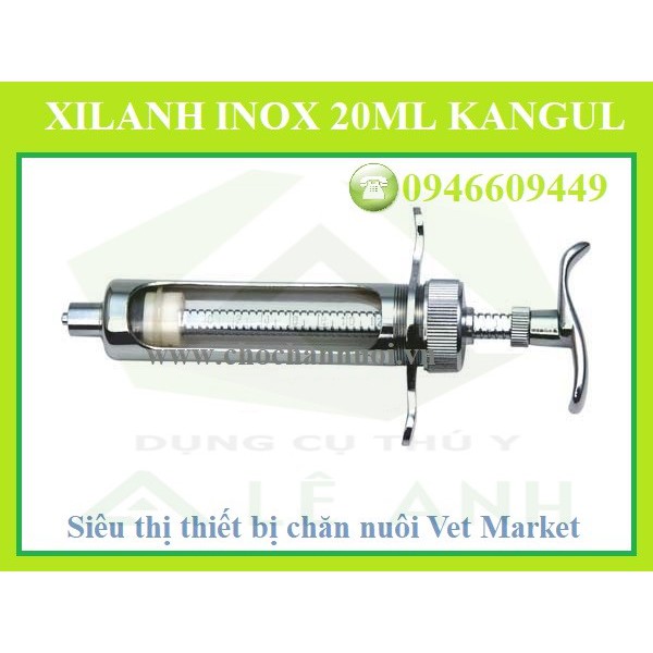 Xilanh inox 20ml Kangul cao cấp - Bơm tiêm inox 20ml kangul chính hãng tặng kèm ống thủy