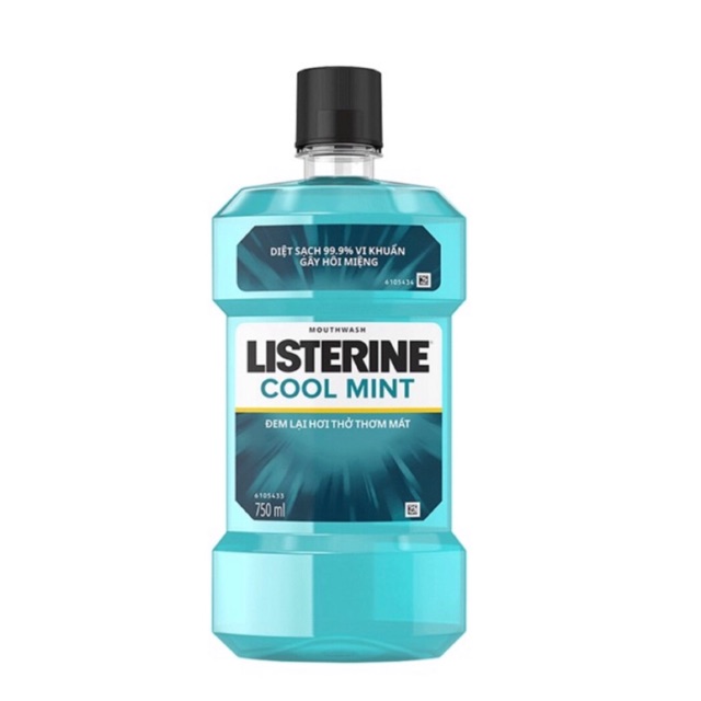 Nước súc miệng diệt khuẩn giữ hơi thở thơm mát Listerine Cool Mint 750ml/chai