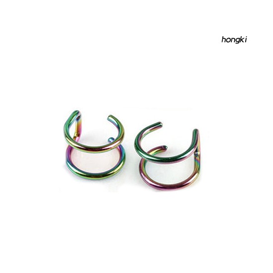 Khuyên kẹp vành tai 2 hàng chất liệu thép không gỉ