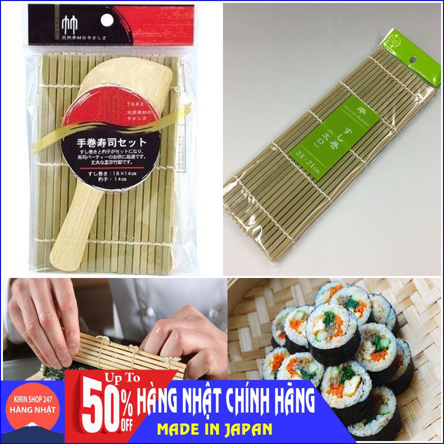 Mành cuộn Sushi bằng tre kèm muôi xới Hàng Nhập Khẩu Từ Nhật