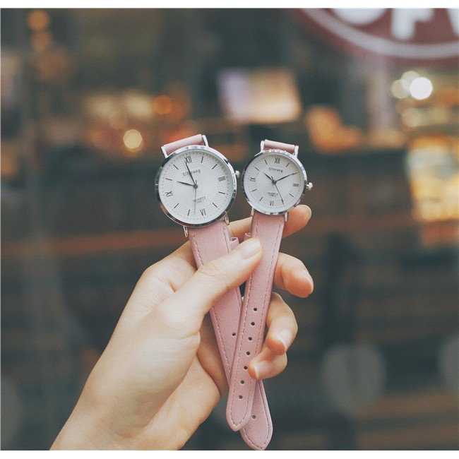 Đồng hồ nam nữ Ulzzang mặt tròn dây da hàng chính hãng | BigBuy360 - bigbuy360.vn