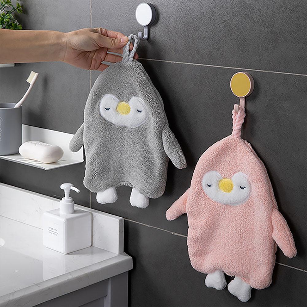 Khăn Lau Tay Bằng Vải Nhung San Hô Mềm Mại Khô Nhanh Có Móc Treo Dễ Thương Cho Trẻ Em