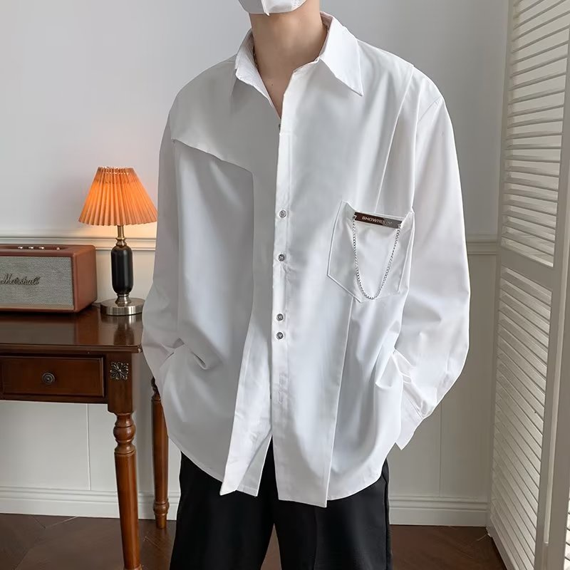 Áo Sơ Mi Tay Dài Màu Trơn Thời Trang Hàn Quốc Trẻ Trung Cho Nam