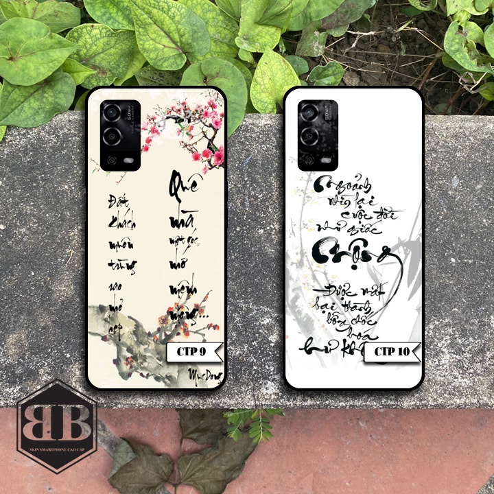 ỐP LƯNG KÍNH CƯỜNG LỰC OPPO A55 chữ thư pháp