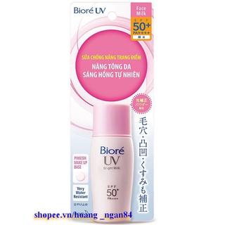 Sữa chống nắng biore sáng hồng tự nhiên tuýp 30ml chính hãng