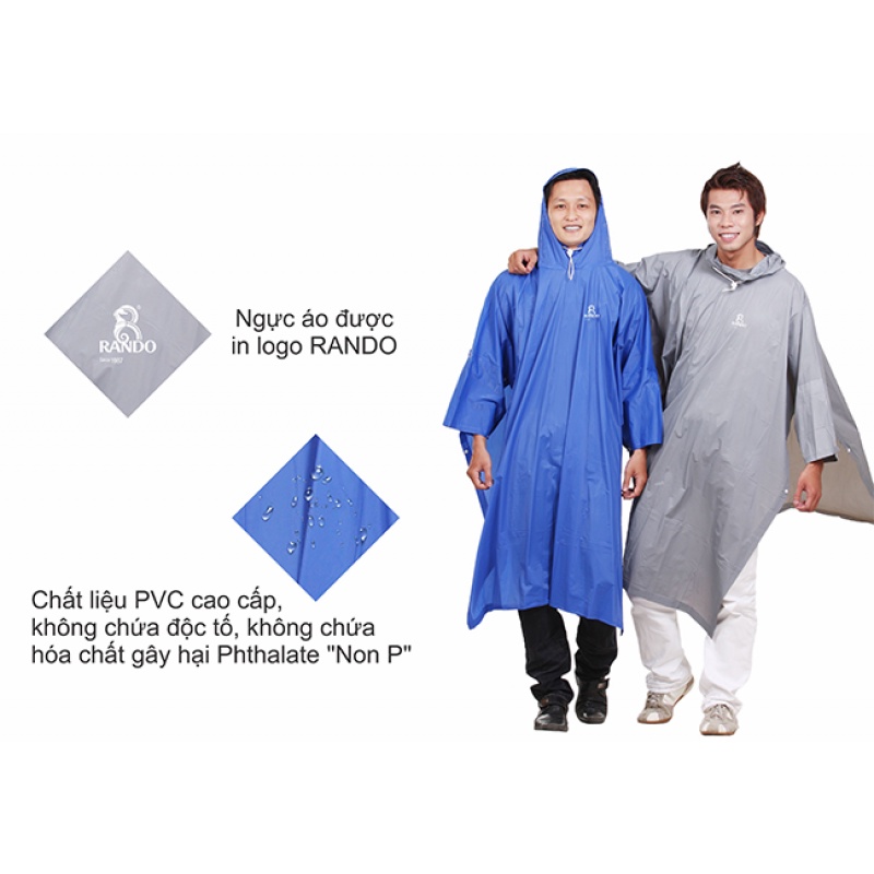 Áo mưa cổ rùa trơn - Thương hiệu Rando, chính hãng, cao cấp - APPS-01 (Giao màu ngẫu nhiên)