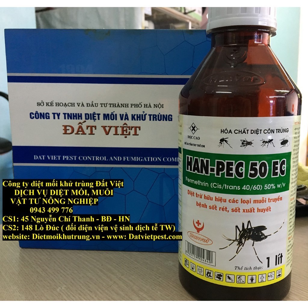 Han - Pec 50EC diệt trừ hữu hiệu các loại muỗi truyền bệnh sốt rét, sốt xuất huyết..chai 1 L