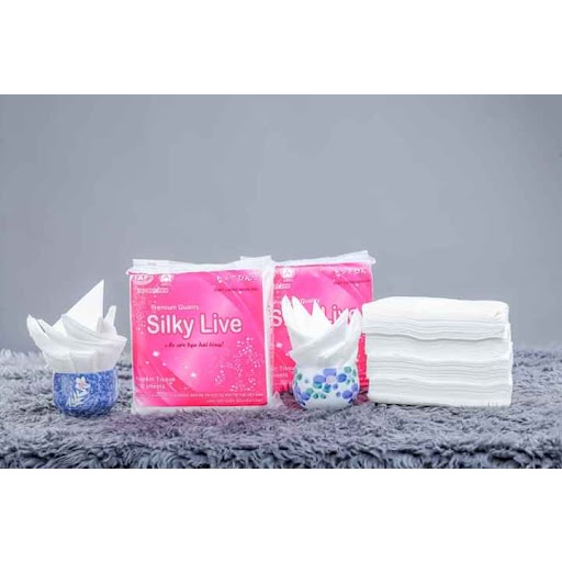 GIẤY ĂN VUÔNG THÁI LAN - SILKYLIVE - MỀM_MỊN_KHÔNG KÍCH ỨNG DA / 100 TỜ 15x15