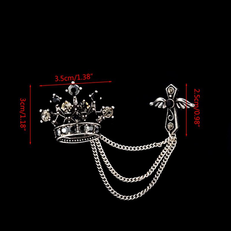 Huy hiệu cài áo hình chữ thập vương miện đính đá thời trang cho nam