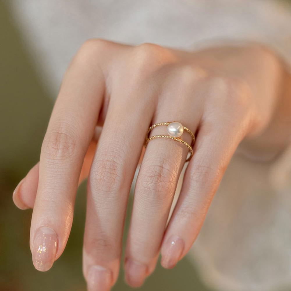Nhẫn Hai Lớp Dạng Mở Điều Chỉnh Được Sang Trọng Cổ Điển Thích Hợp Làm Quà Tặ