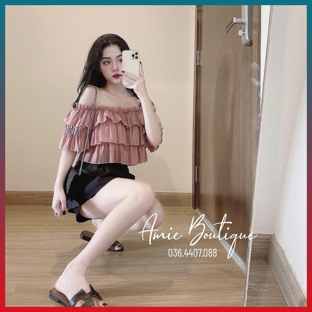 Áo Bánh Bèo Trễ Vai Tầng Hồng Áo Bánh Bèo Tiểu Thư Tay Phồng Mix Chân Váy Tacca | BigBuy360 - bigbuy360.vn