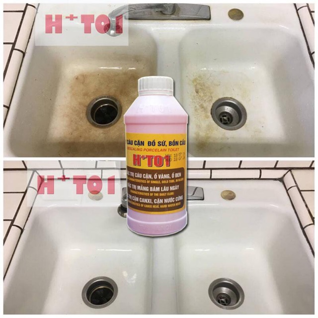 Tẩy trắng men sứ, bồn cầu, sen vòi cực mạnh HT01, tẩy ố cáu cặn, tác dụng x2 giá không đổi