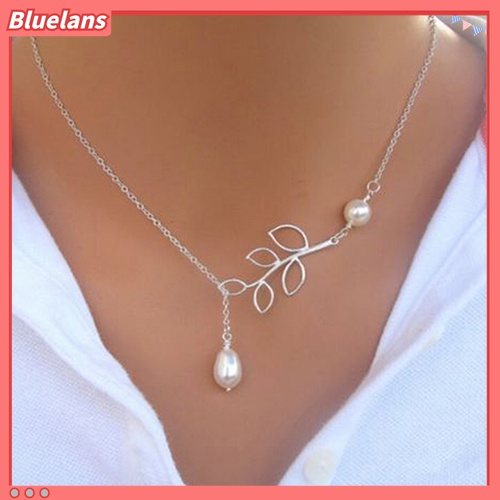 Vòng Cổ Choker Mặt Hình Cành Lá Đính Ngọc Trai Nhân Tạo Thời Trang Cho Nữ