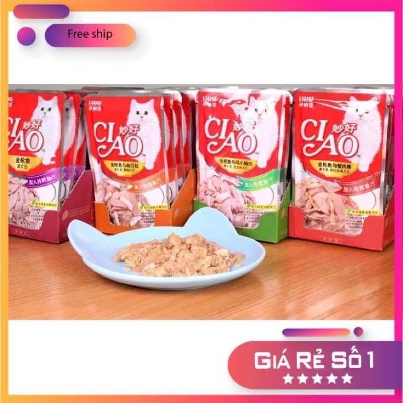 (SIÊU TIẾT KIỆM) Combo 24 gói pate Ciao mix vị NGON BỔ RẺ cho mèo