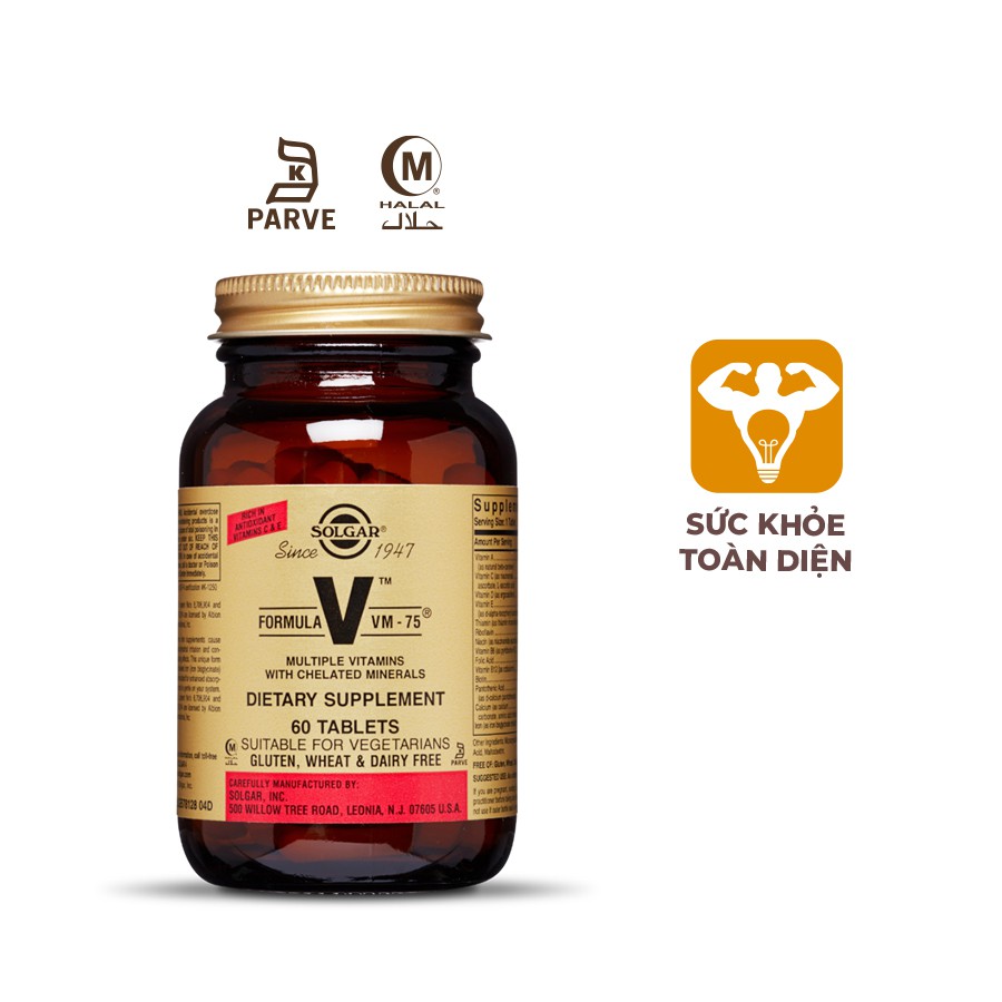 NHẬP KHẨU USA CHÍNH HÃNG - VIÊN UỐNG MULTIVITAMIN TĂNG CƯỜNG SỨC ĐỀ KHÁNG SOLGAR_Formula VM-75 - 60 VIÊN