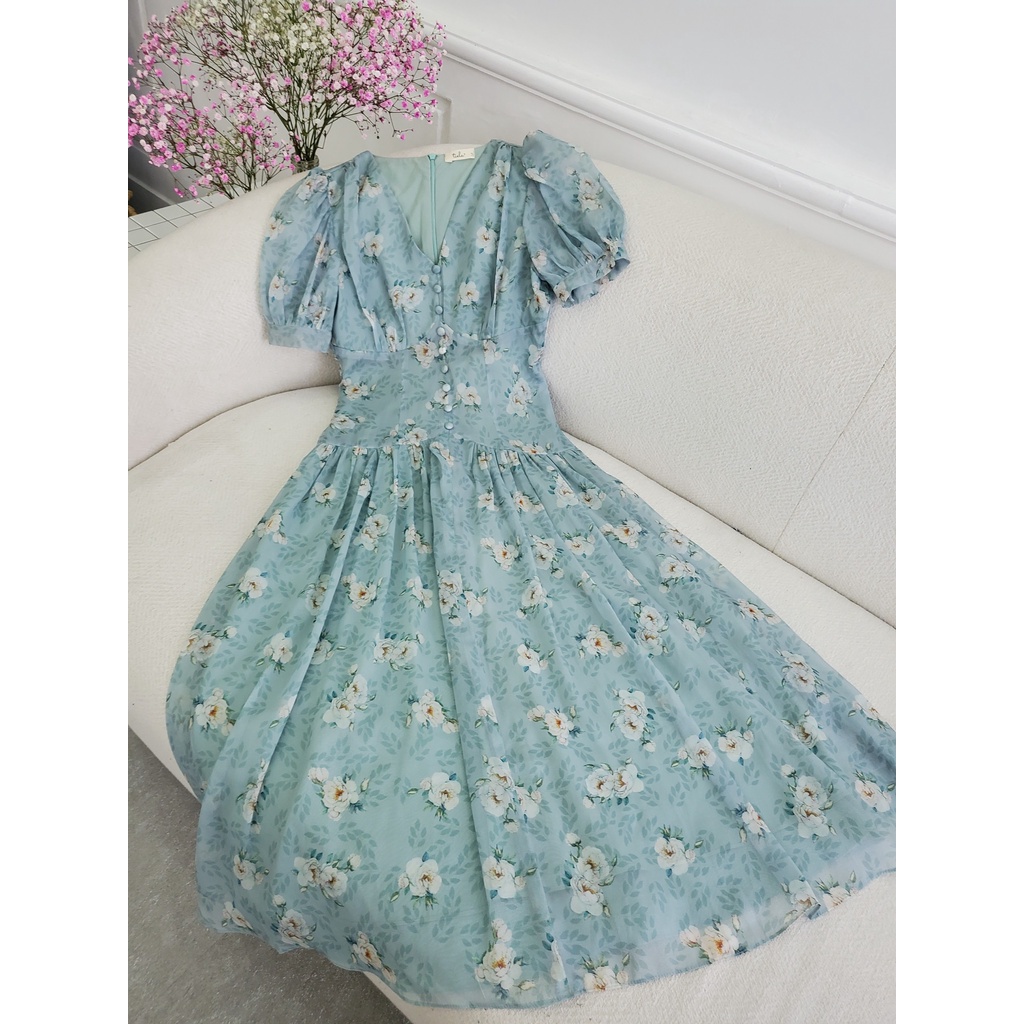 TIELA Đầm váy xanh bạc hà hoa hồng-Jena Dress | BigBuy360 - bigbuy360.vn
