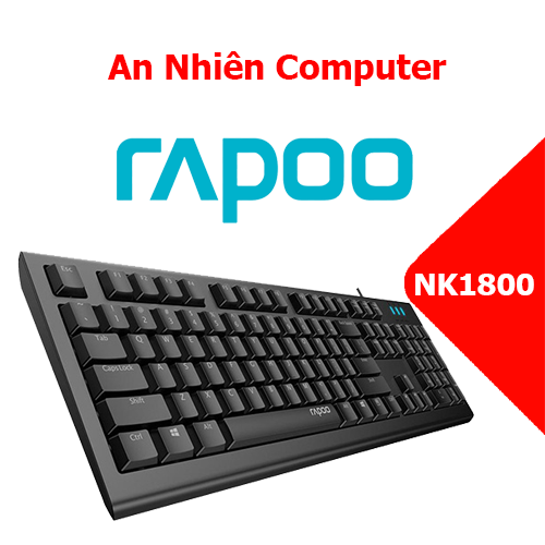 Bàn phím Rapoo NK1800 (Đen) Hàng chính hãng new 100% - Bảo Hành 24 Tháng