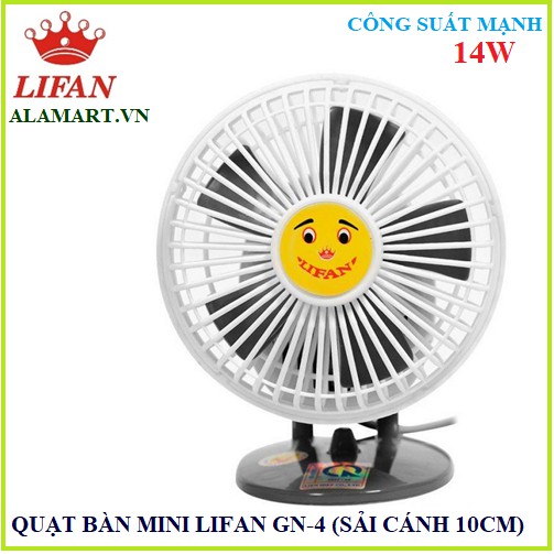 Quạt bàn MINI LIFAN GN-4 ( MÀU xám trắng) cho văn phòng cắm điện trực tiếp siêu mát - cute