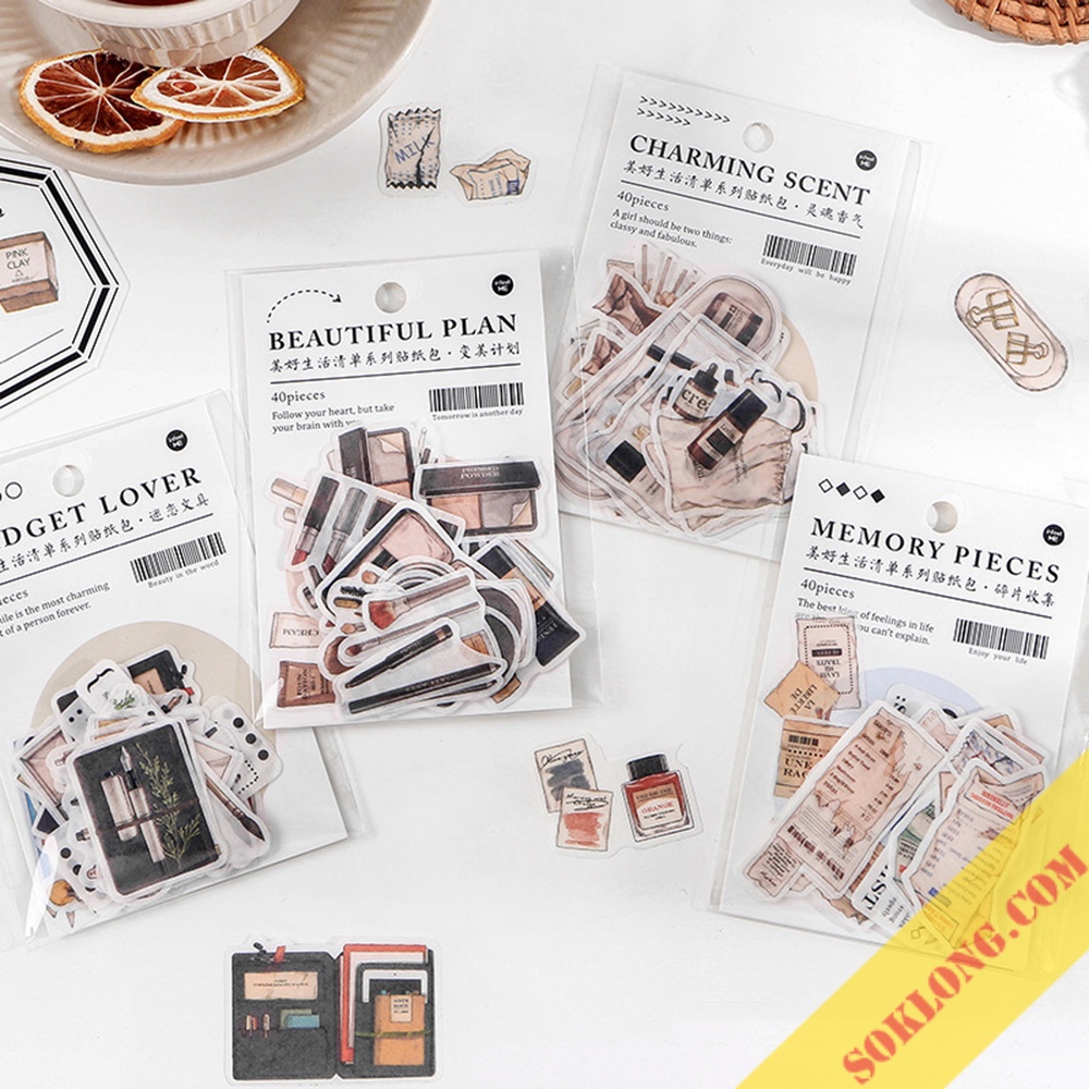 Sticker mỹ phẩm nước hoa STI55 thời trang nhãn dán dễ thương trang trí sổ tay, bullet journal
