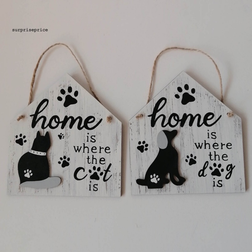 Bảng Gỗ Treo Tường Trang Trí Hình Chó Mèo Đáng Yêu