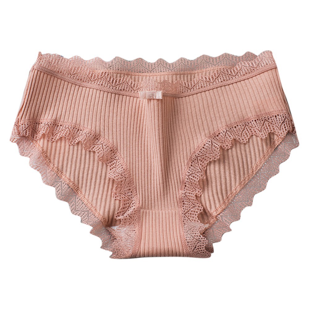 Quần lót cotton lưng thấp phối ren giấu đường may quyến rũ tùy chọn màu sắc