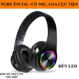 Tai nghe bluetooth không dây B39 cao cấp, headphone bluetooth chụp tai gập gọn tiện lợi (MẦU ĐEN CÓ ĐÈN LED ĐỔI MẦU)