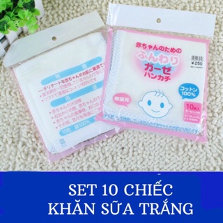 Set 10 chiếc Khăn sữa, khăn mặt xô Nhật trắng cho bé