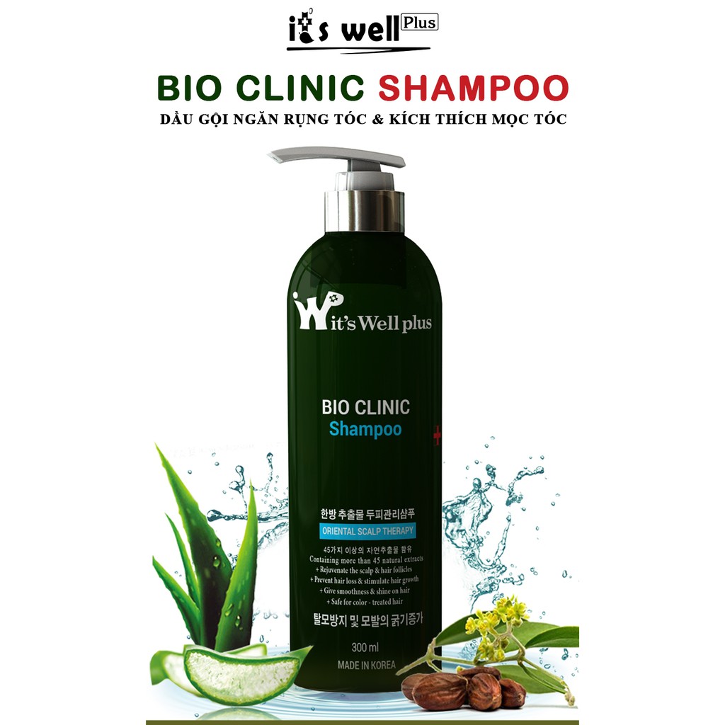 Dầu gội ngăn rụng tóc, phục hồi tóc hư tổn it's Well plus Bio Clinic Shampoo 380ml