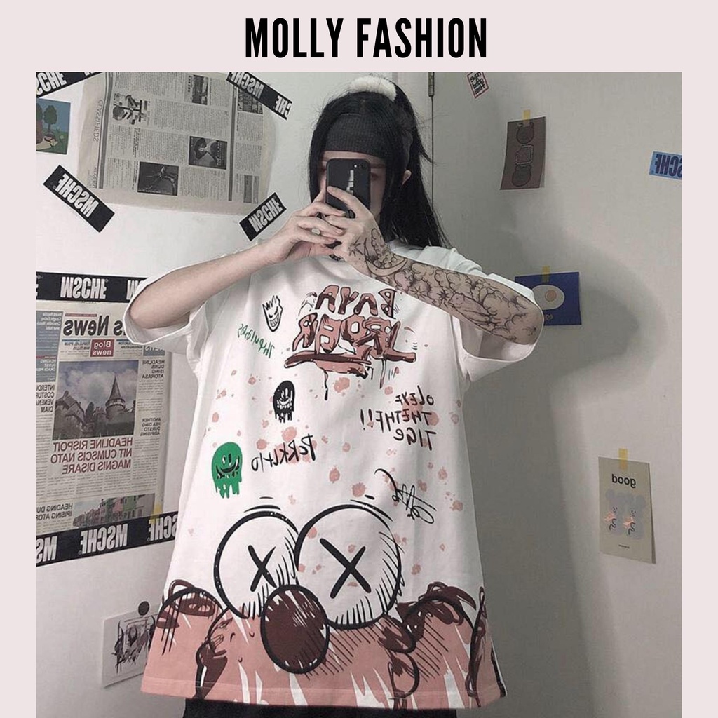 Áo thun tay lỡ ❤️ Áo phông Unisex ELMO NÂU form rộng Freesize dành cho nam nữ Molly Fashion