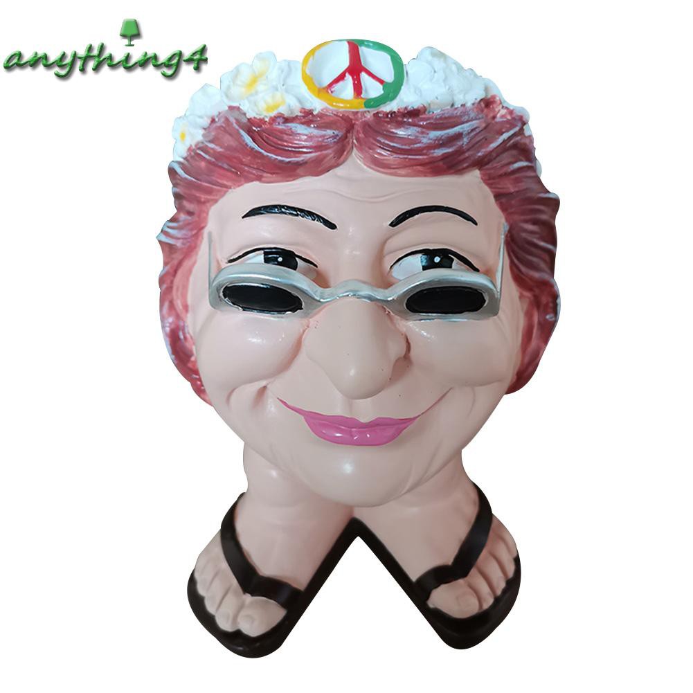 READY√ANY❀Funny Expression Resin Muggle Face Flower Pot Statue Interesting Plant Vase