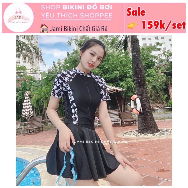 [Mã FATHANG5 giảm 10K đơn 50K] Đồ bơi một mảnh váy quần liền thân bikini họa tiết cọ đi bơi đi biển giá rẻ JAMI - MOM500