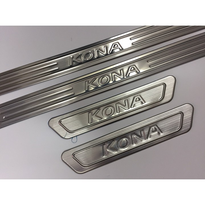 Ốp Bậc Cửa Xe Hyundai KONA 2018 2019 2020 mẫu inox